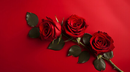 Red roses on red background. Generative AI image