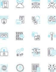Strategic business linear icons set. Planning, Analysis, Decision-making, Innovation, Leadership, Organization, Execution line vector and concept signs. Risk-management,Communication,Vision outline