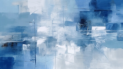 Blue and white painting. Rough touch. Generative AI image