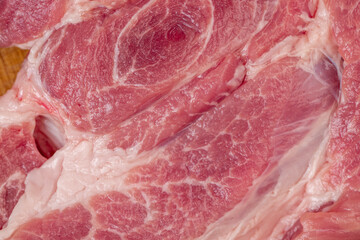 A cut piece of pork close up