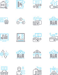 Business linear icons set. Profit, Success, Innovation, Strategy, Growth, Efficiency, Investment line vector and concept signs. Expansion,Leadership,Collaboration outline illustrations