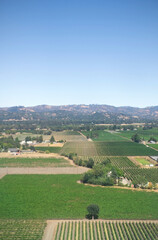 aerial view of green fields of farms and vineyards  in sonoma county ca wine country vertical 