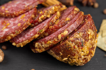 Pork sausage with spices and a lot of garlic