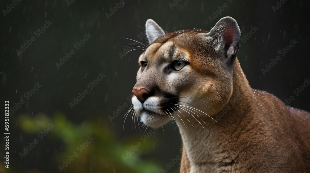 Sticker a cougar out in the cold rainy weather