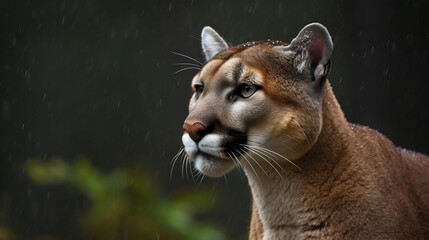 Obraz premium A cougar out in the cold rainy weather