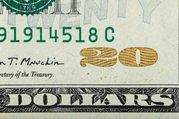 words and phrases on American twenty dollar bills