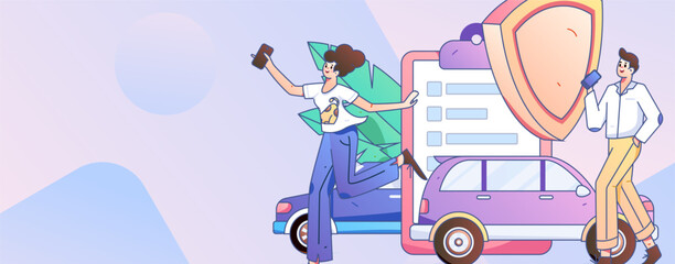 Buy insurance for car flat character vector concept operation hand drawn illustration
