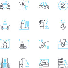 Automated workforce linear icons set. Productivity, Efficiency, Digitalization, Robotics, Artificial intelligence, Automation, Machines line vector and concept signs. Technology,Streamline,Integration