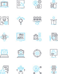 Investment Strategy linear icons set. Portfolio, Diversification, Risk, Returns, Asset allocation, Bonds, Stocks line vector and concept signs. Real estate,Commodities,Mutual funds outline