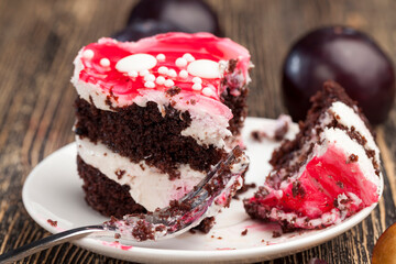 Delicious puff pastry with chocolate biscuits and berry flavor