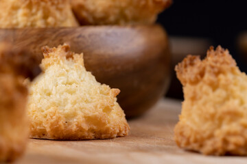 Small homemade coconut cookies made using coconut chips
