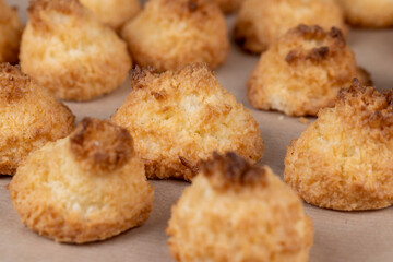 Small homemade coconut cookies made using coconut chips