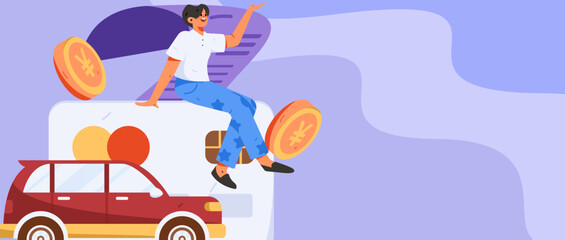 Buy insurance for car flat character vector concept operation hand drawn illustration
