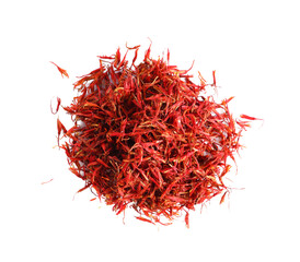 Naklejka premium Pile of saffron on white background