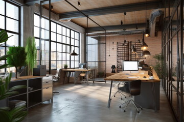 Fototapeta premium Modern office interior in loft style
