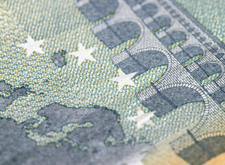 European cash banknotes with a face value of 5 euros