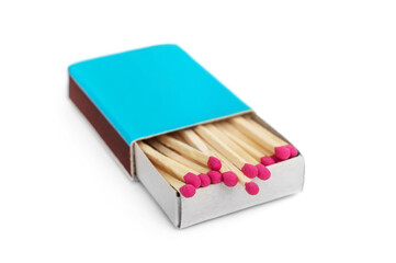 Matches box on a white background. Close up.