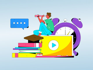 Education learning people flat vector concept hand drawn illustration
