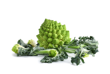 Romanesco cabbage on white background