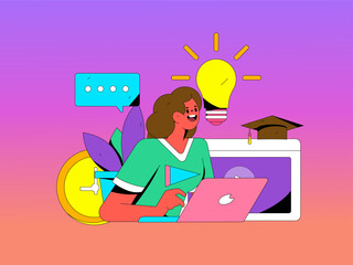 Education learning people flat vector concept hand drawn illustration
