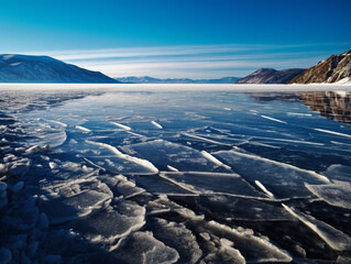 Frozen Baikal Lake in Winter - generative AI