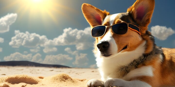 Portrait d'un chien amusant expos&eacute; au soleil