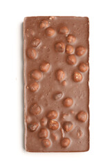 Sweet tasty chocolate with nuts on  white background
