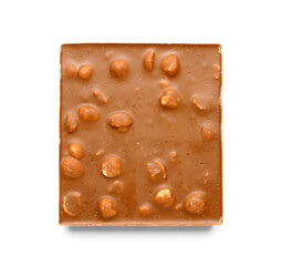 Sweet tasty chocolate with nuts on  white background