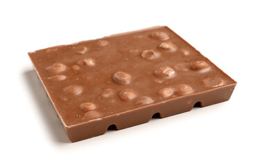 Sweet tasty chocolate with nuts on  white background