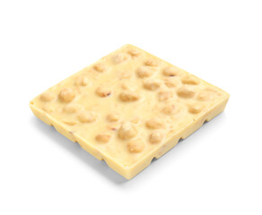 Sweet tasty chocolate with nuts on  white background
