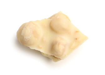 Sweet tasty chocolate with nuts on  white background