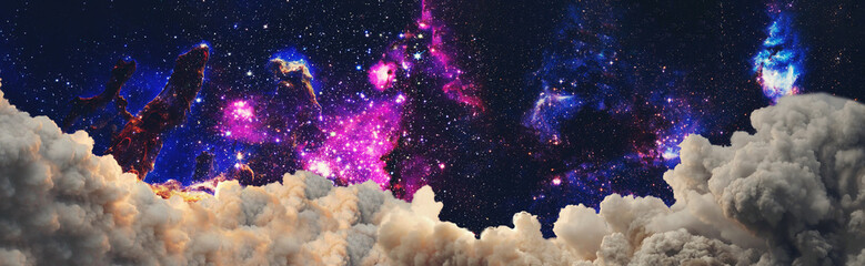 Fototapeta na wymiar Night sky with clouds and stars.Fantasy in high resolution ideal for wallpaper. Elements of this image furnished by NASA
