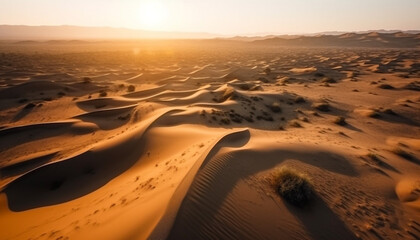 Fototapeta na wymiar Rippled sand dunes, majestic beauty in nature generated by AI