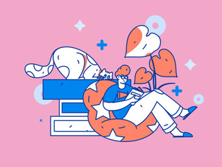 Education learning people flat vector concept hand drawn illustration
