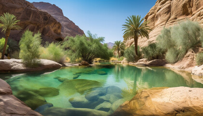 Majestic mountain range reflects in tranquil pond generated by AI