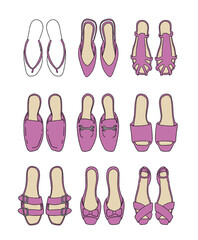 ピンクのサンダルのイラストセット