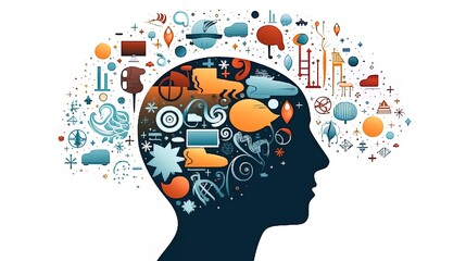 The Human Open mind Dream Thinking process Psychologic psychotherapy concept.