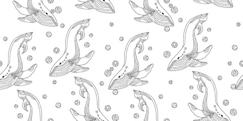 seamless background with whales, versatile and visually appealing design element that adds depth and interest to a variety of creative projects.