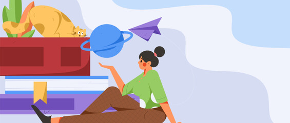 Education learning people flat vector concept hand drawn illustration
