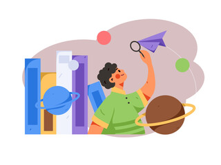 Education learning people flat vector concept hand drawn illustration
