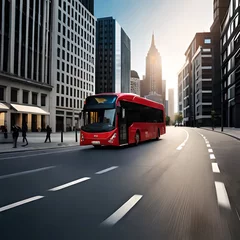 Foto op Canvas driving bus in the city at day by ai art © Sohanur