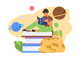 Education learning people flat vector concept hand drawn illustration
