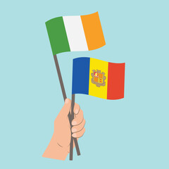 Flags of Ireland and Andorra, Hand Holding flags