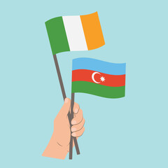 Flags of Ireland and Azerbaijan, Hand Holding flags