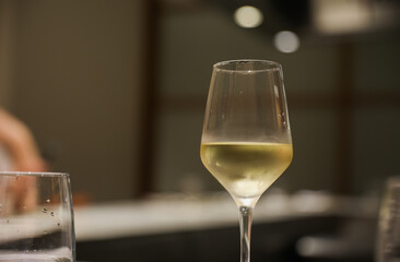 refinement and indulgence, a fancy wine glass in a restaurant represents a celebration of taste, culture, and socializing. It evokes feelings of luxury, pleasure, and conviviality