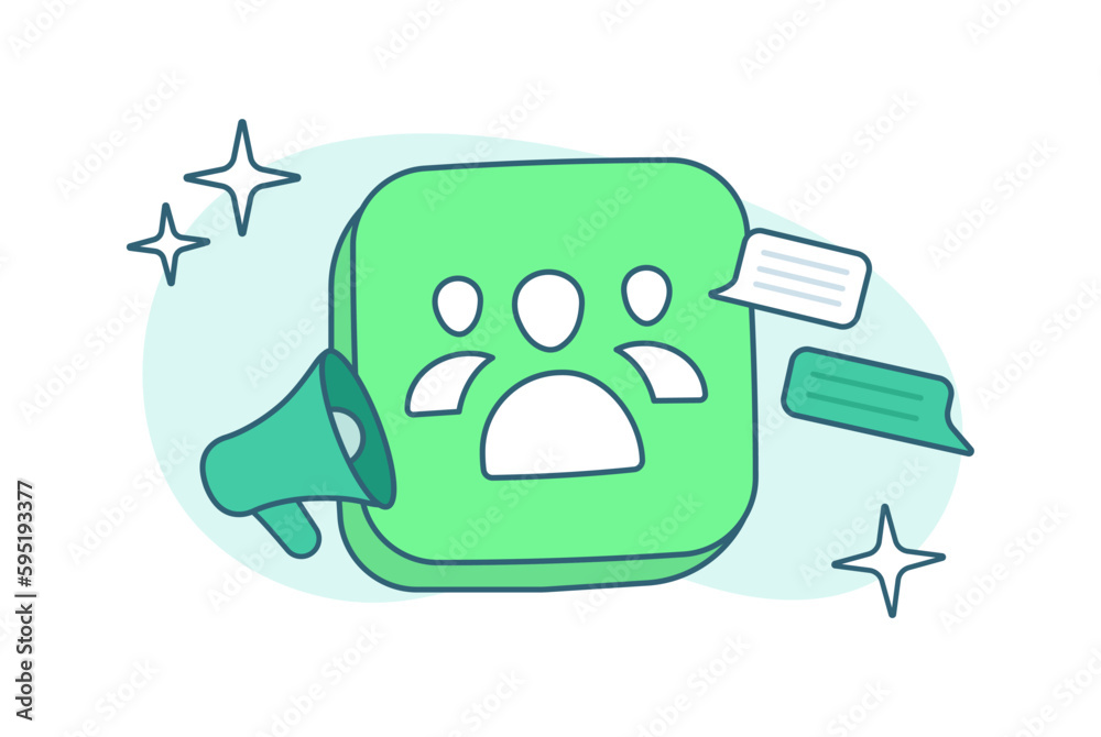Fototapete communities background banner template with megaphone or loudspeaker flat icon. communication and in