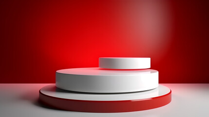 Go Bold with Red, Grab Attention with One-Stage Vectors in Vibrant Shades of Red - Perfect for Elevating Your Cosmetic Product Displays on Pedestal Platforms and Showroom Stages!