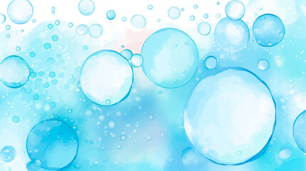 カラフルな泡の水彩画背景　Generative AI
