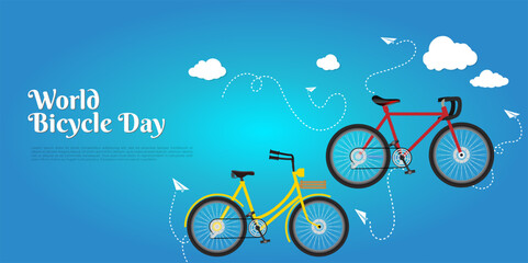 Fototapeta na wymiar World bicycle day design vector. Happy bicycle day design poster vector.