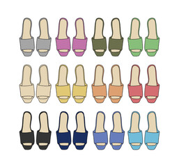 サンダルのイラストセット